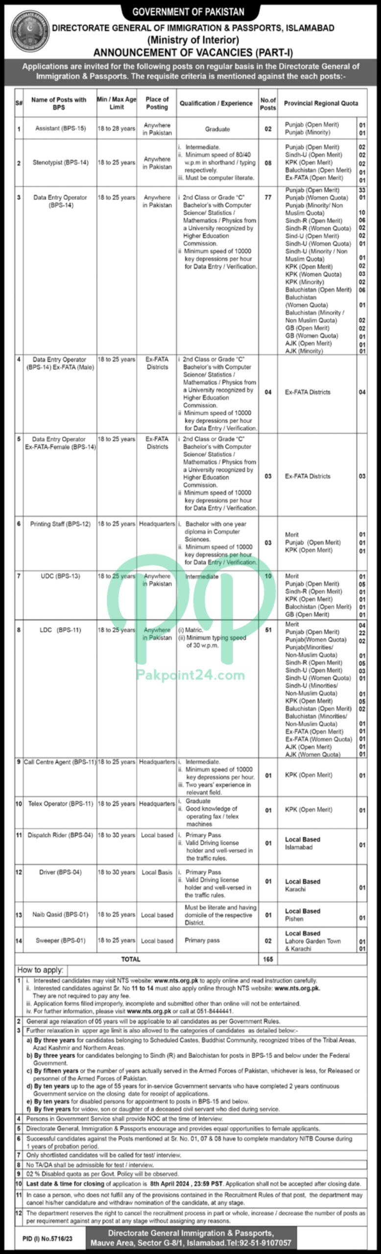 Latest Directorate General of Immigration And Passports Jobs 2024
Pakpoint24.com